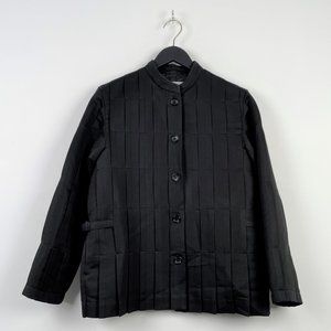 Issey Miyake Black 1997 Large-Pleated Nehru Collar Jacket